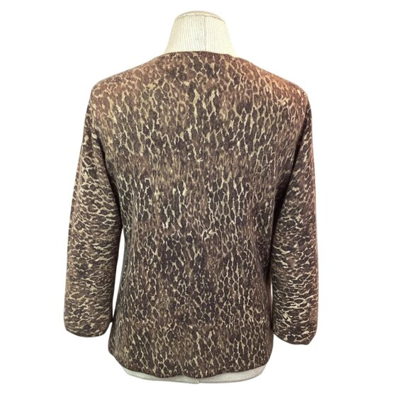 Kenar Leopard 2-Ply Cashmere Sweater V-Neck Womens XL - Picture 4 of 9